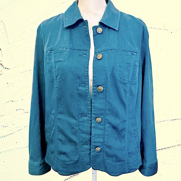 EUC! CHICO’S TEAL BLUE EMBROIDERED JACKET - Picture 2 of 9